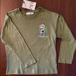 Zara Kids NWT Long sleeve”Crazy Ideas Everyday”skull t-shirt size 7-8 Y